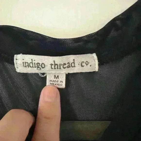 Sheer trend long blue dress. Size M (F101) - Picture 5 of 6